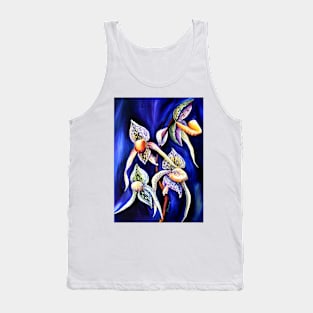 Watercolor Lady Slipper Botanical Illustration Tank Top